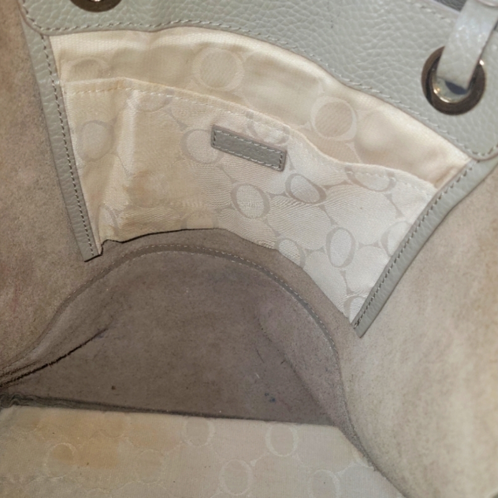 Oroton Taupe Mushroom Pebbled Leather Shoulder Shopper Hobo Bag — image 3 of 8